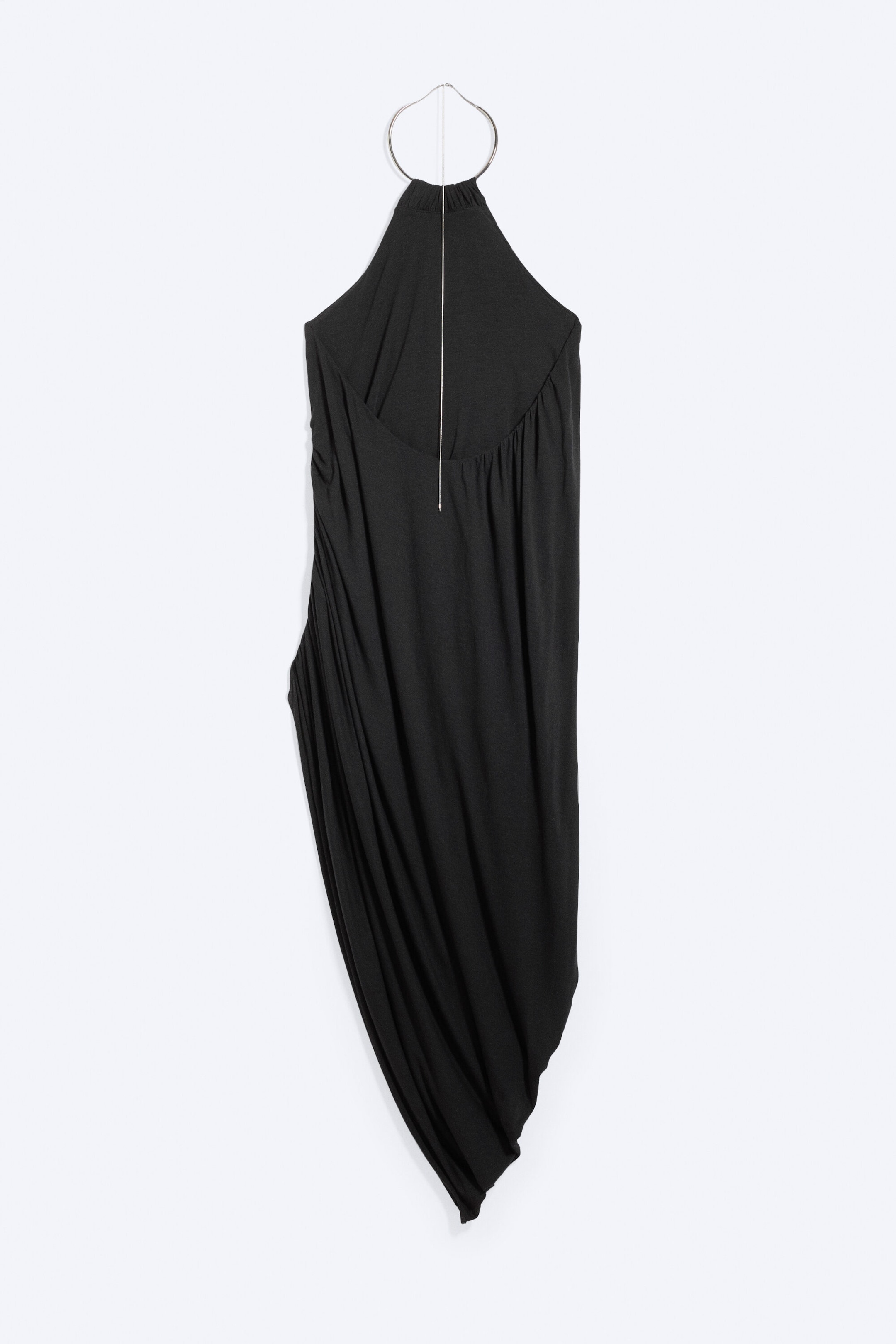 Black - Gathered Halter Dress - 5