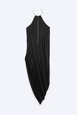 Black - Gathered Halter Dress - 5