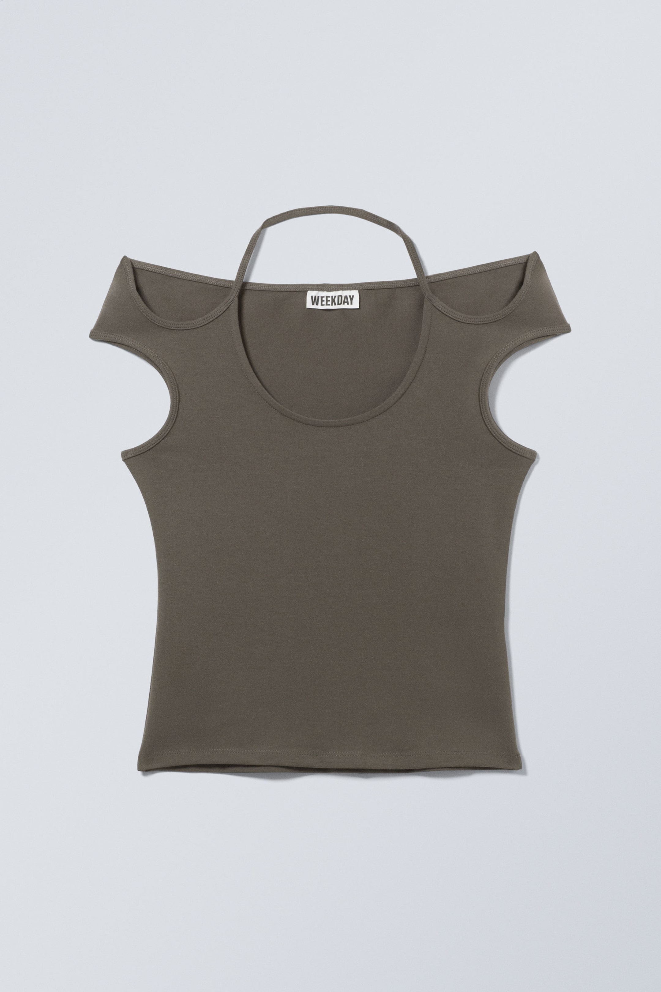 Dark grey - HALTERNECK SHORT SLEEVE TOP - 1