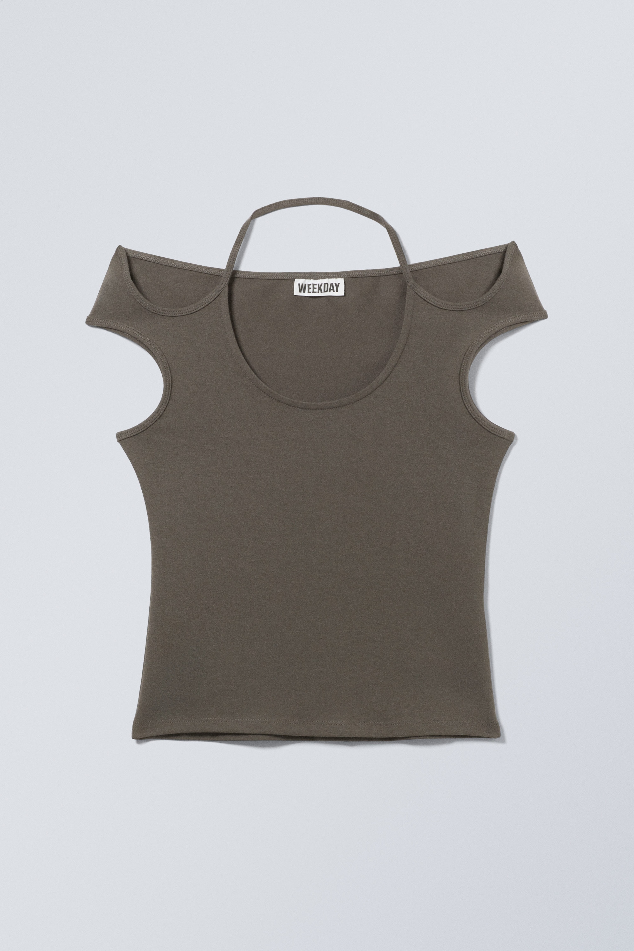 Dark grey - HALTERNECK SHORT SLEEVE TOP - 0
