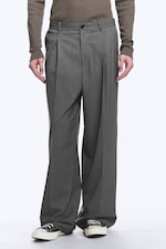 Dark Grey Melange - Uno Loose Suit Trousers - 1