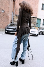 Dark Brown - Asymmetric lace long-sleeve - 2