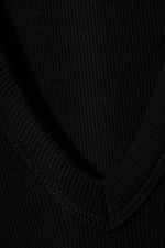 Black - Ribbed V-neck Tank Top - 4