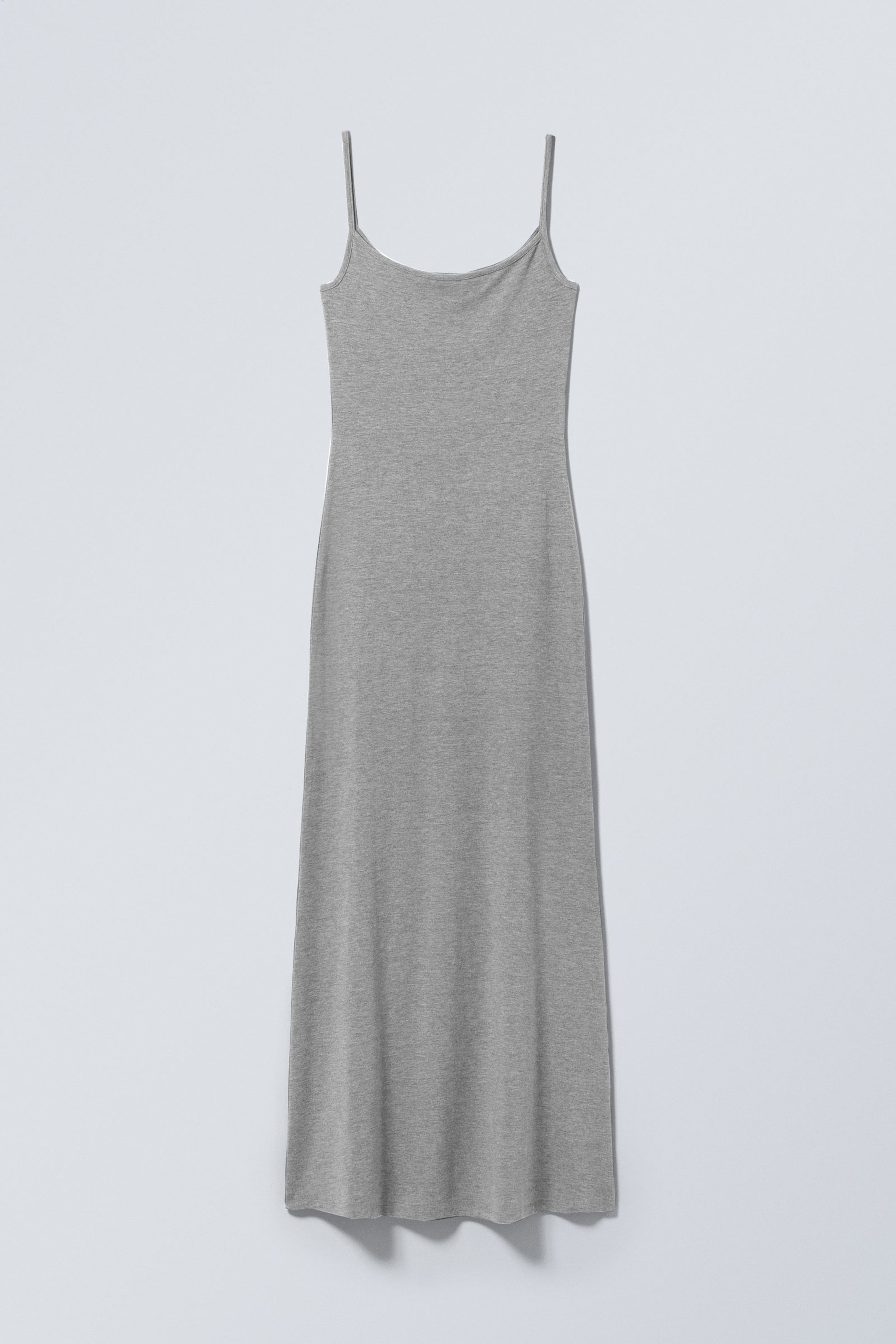 Grey Melange - Long Fitted Strap Dress - 1