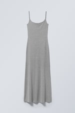 Grey Melange - Long Fitted Strap Dress - 0