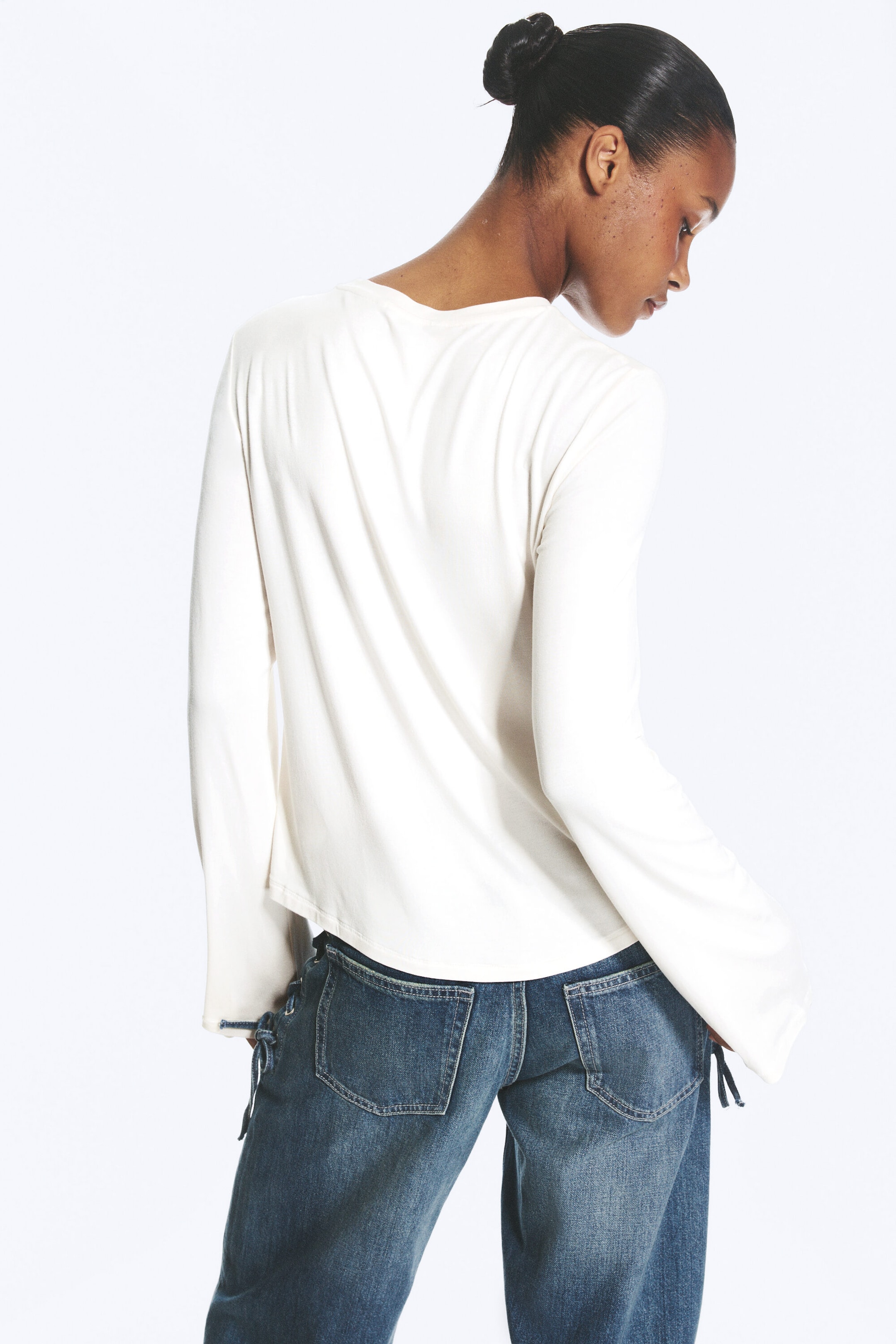 Weiß - Longsleeve-Top aus Viskose - 3
