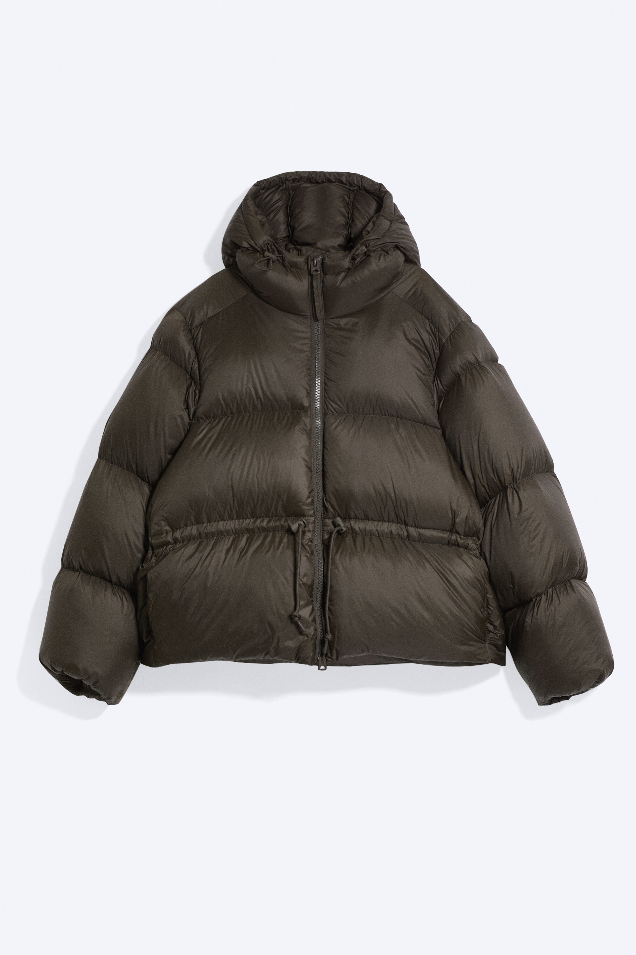 Dark Brown - Oversized Hooded Recycled Down Puffer Jacket - 5
