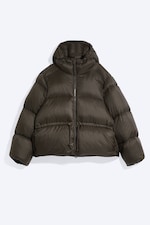 Dark Brown - Oversized Hooded Recycled Down Puffer Jacket - 5