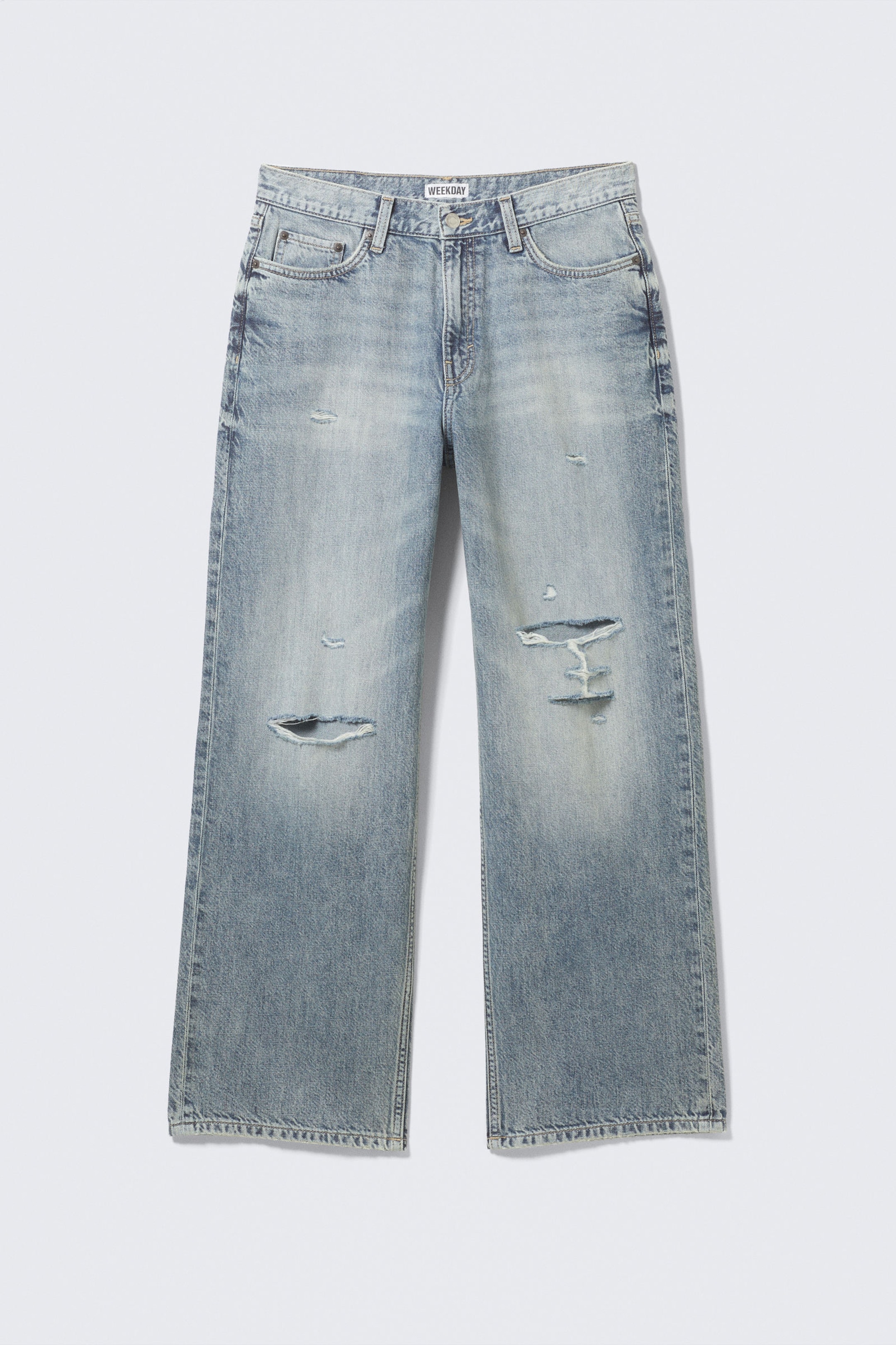 Torn Blue - Mittelblau - Dynasty Low Rise Loose Wide Leg Jeans - 1
