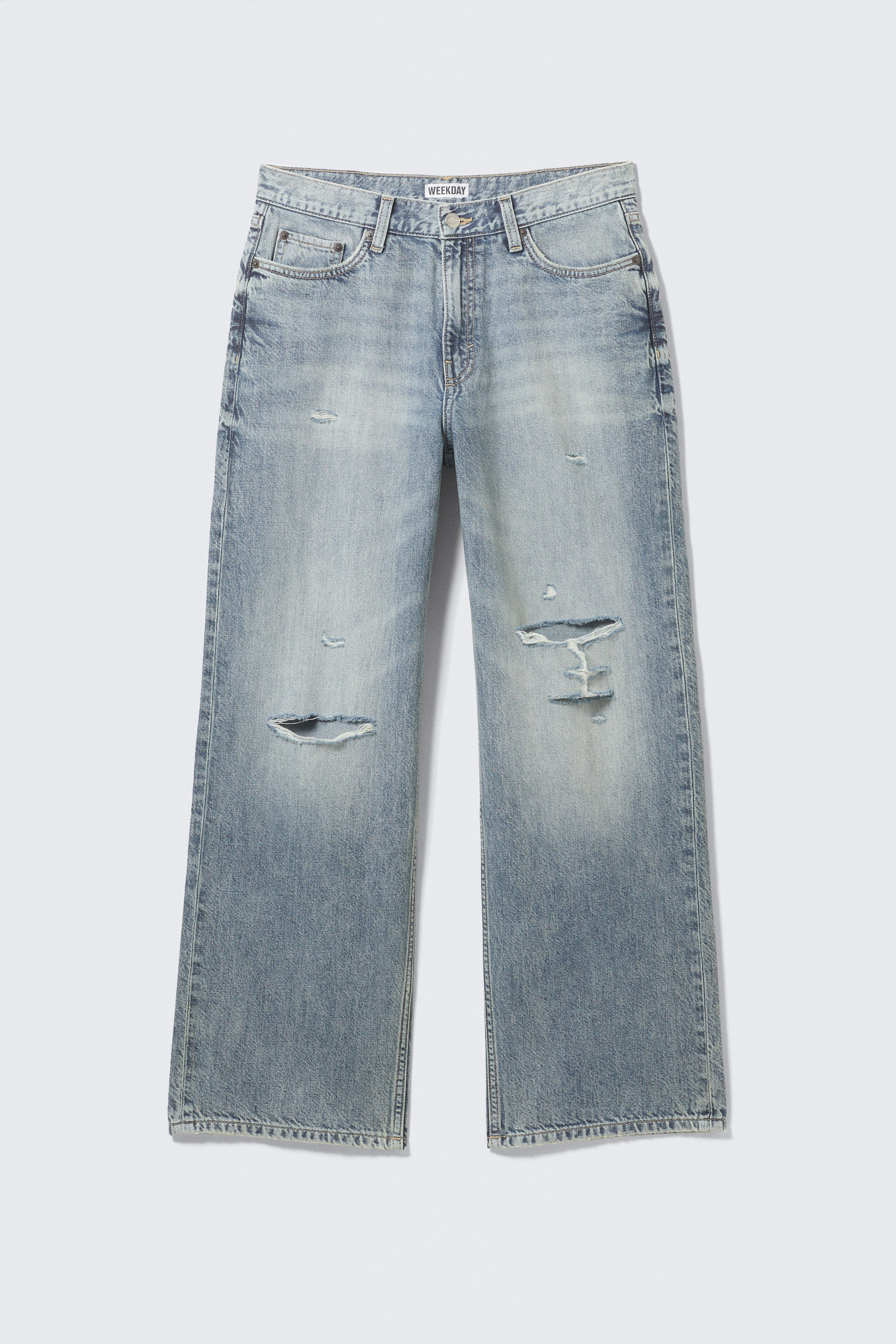 Torn Blue - Mittelblau - Dynasty Low Rise Loose Wide Leg Jeans - 4
