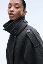 Dark Grey Melange - Belted wool-blend coat - 3