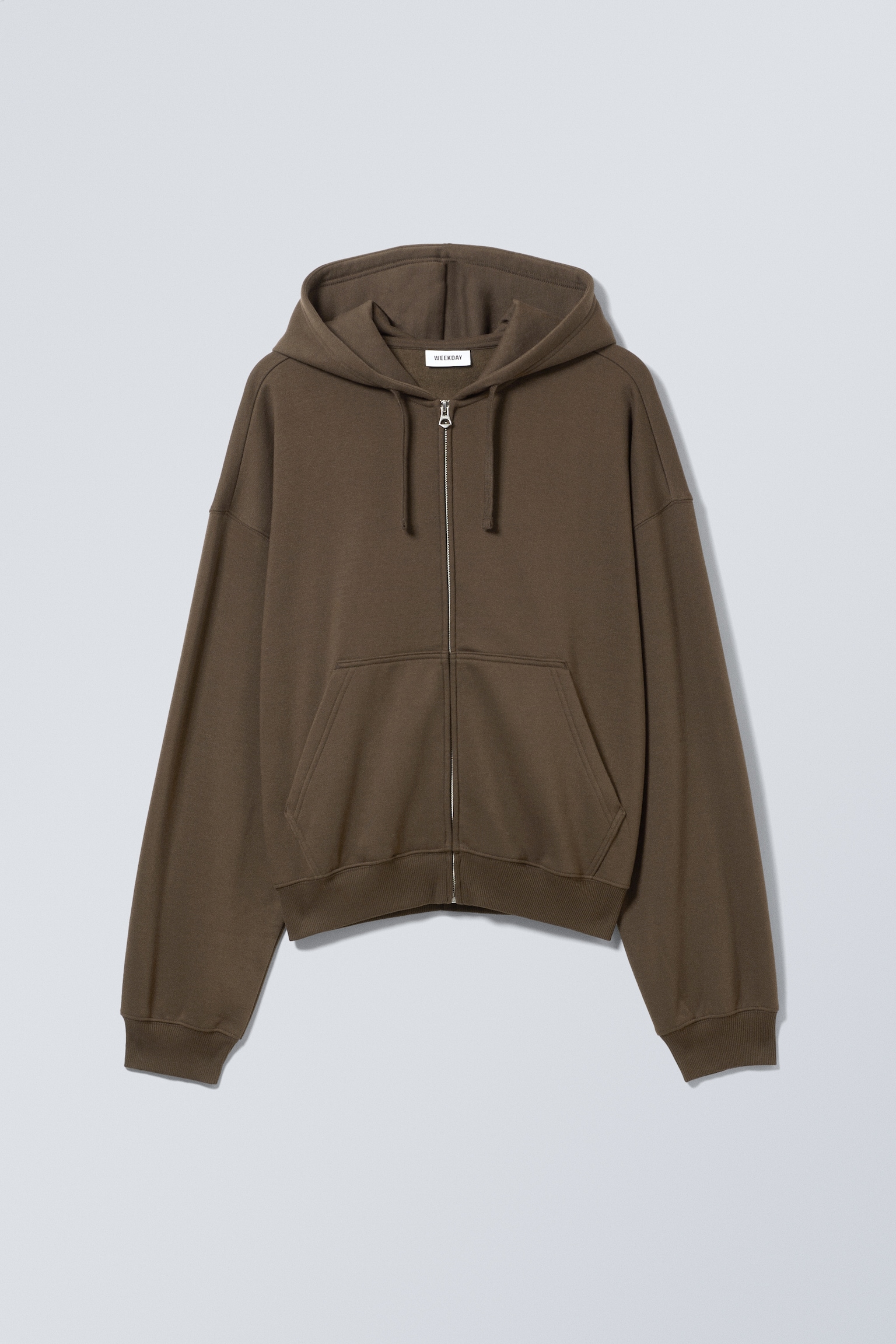 Boxy Midweight Zip Hoodie - Dark Brown/Light Grey Melange/Black
