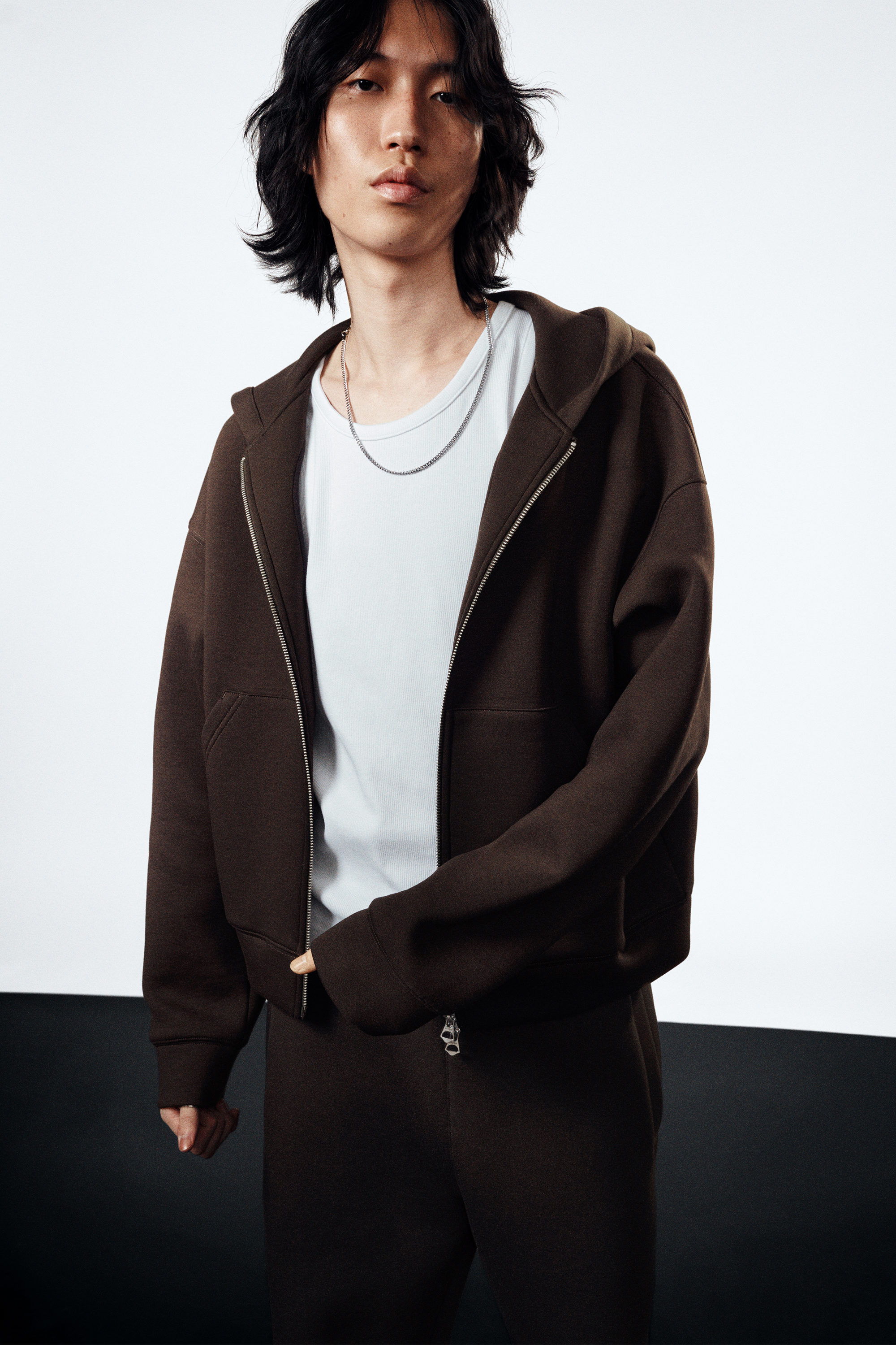 Dark Brown - Simon Scuba Zip Hoodie - 2