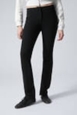 Black - Mid Rise Split Hem Suiting Trousers - 1