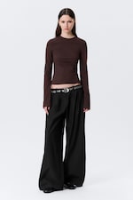 Striped Dark Red - Long Sleeve Cotton Top - 1