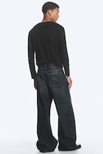 Deep Ocean Blue - Dunkelblau - Solar Regular Waist Loose Wide Unisex Jeans - 5