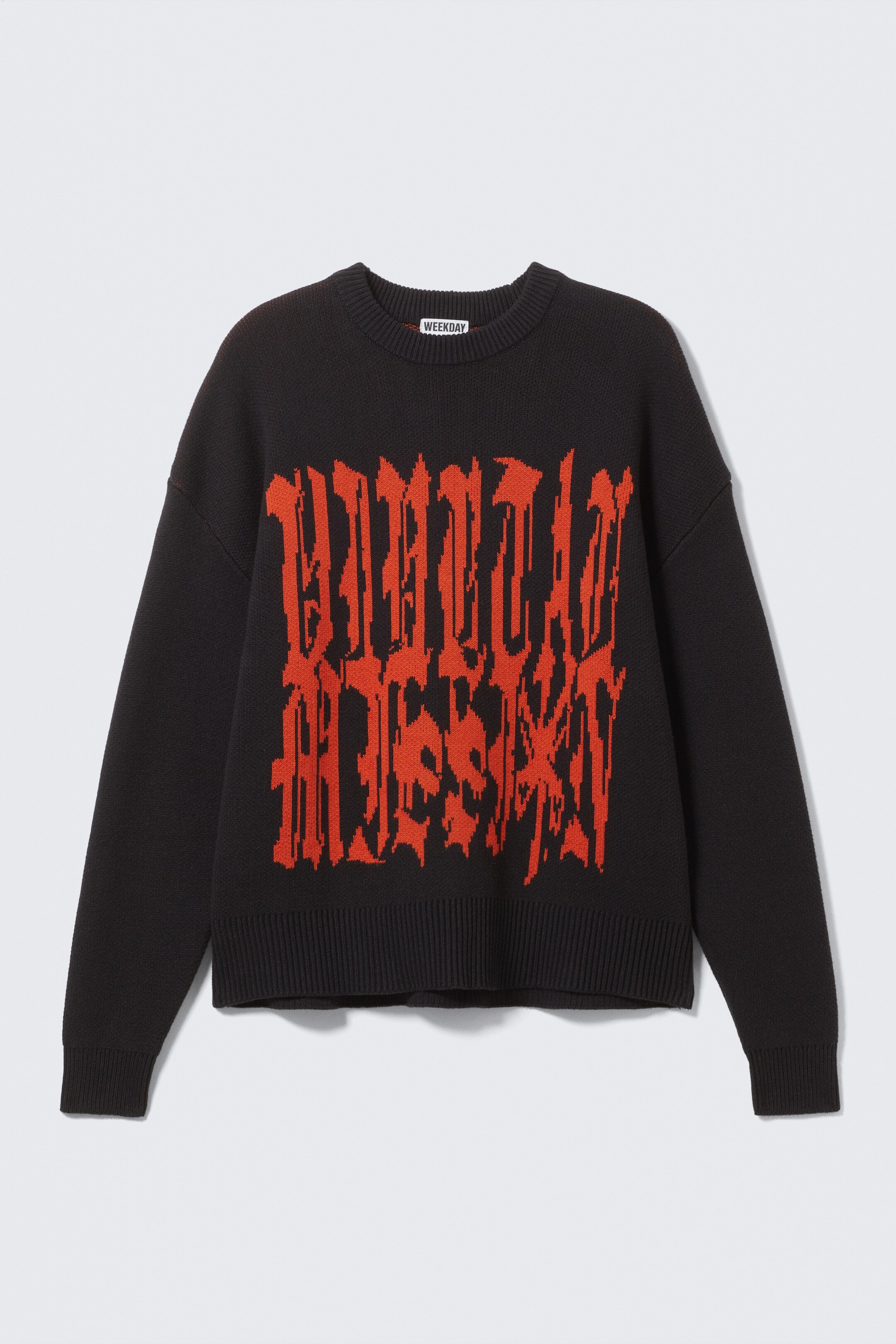 Visa större bild: Oversized grafisk stickad bomullströja - Svart - HERR | H&M SE 5