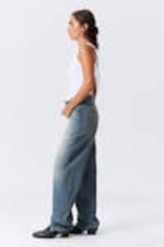 Jackpot Blue - Medium Blue - Rail Mid Rise Loose Wide Leg Jeans - 2