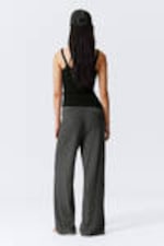 Black & Grey Stripes - Wide-Leg Pull-On Lyocell Trousers - 3