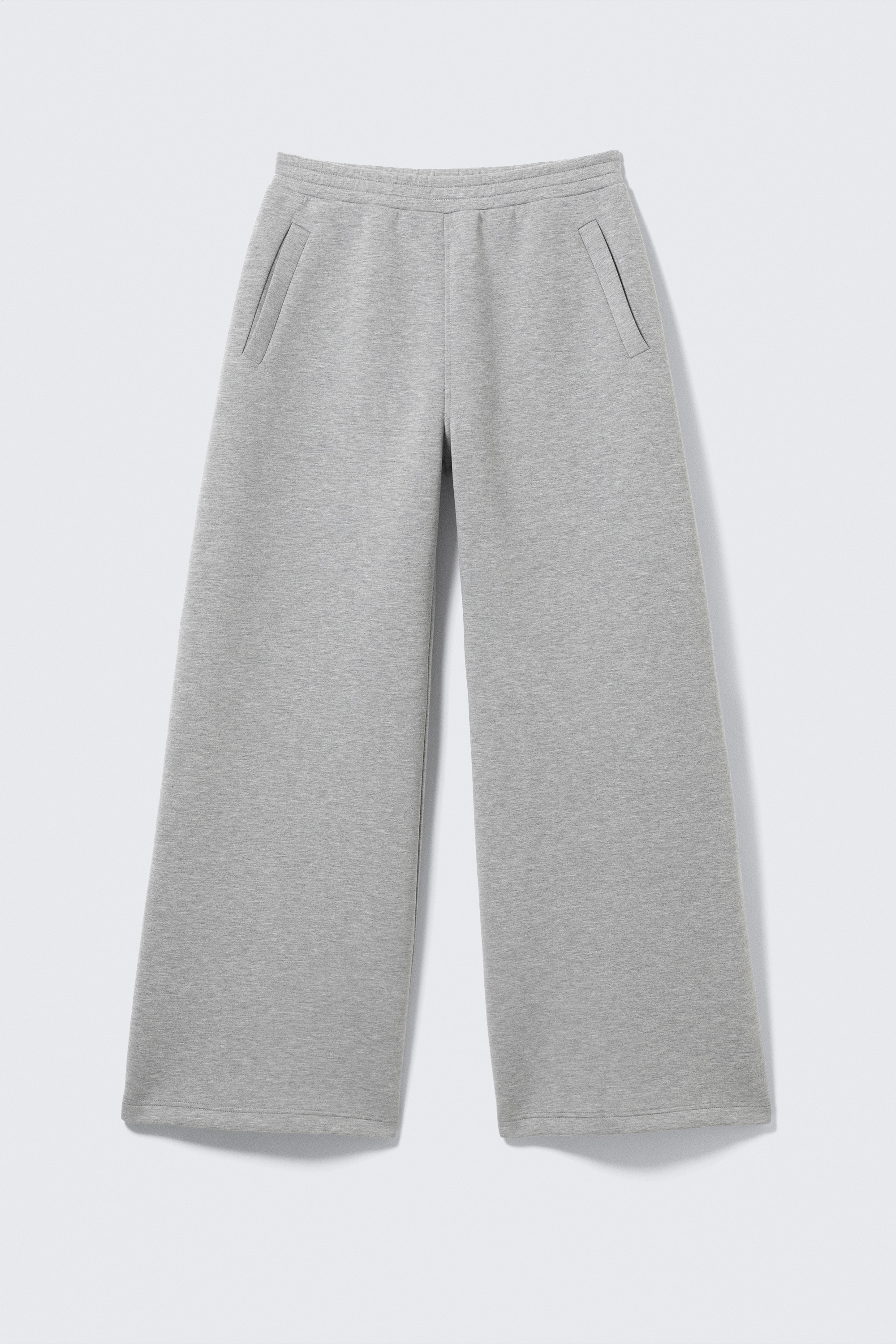 Relaxed Wide Leg Scuba Sweatpants - Grey Melange/Black
