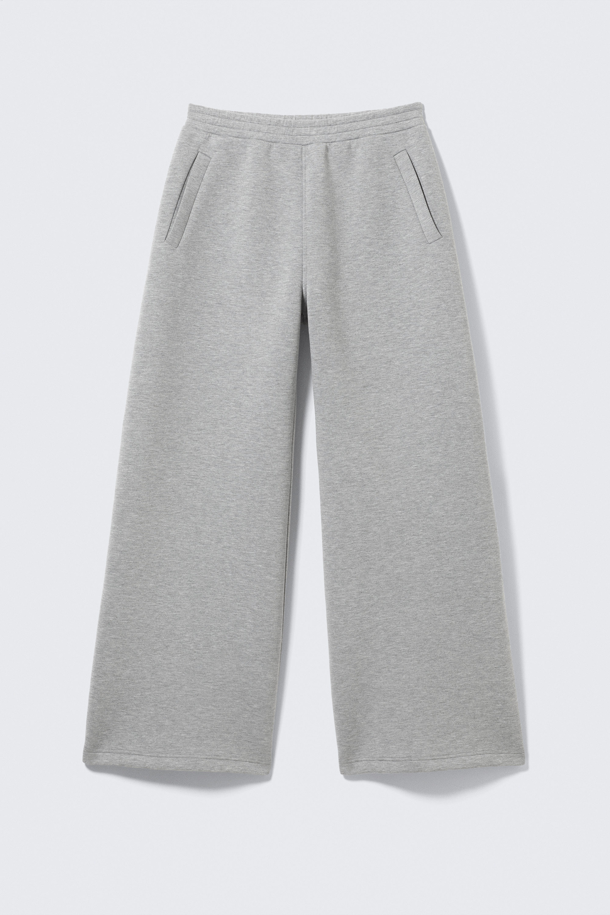 Grey Melange - Relaxed Wide Leg Scuba Sweatpants - 4