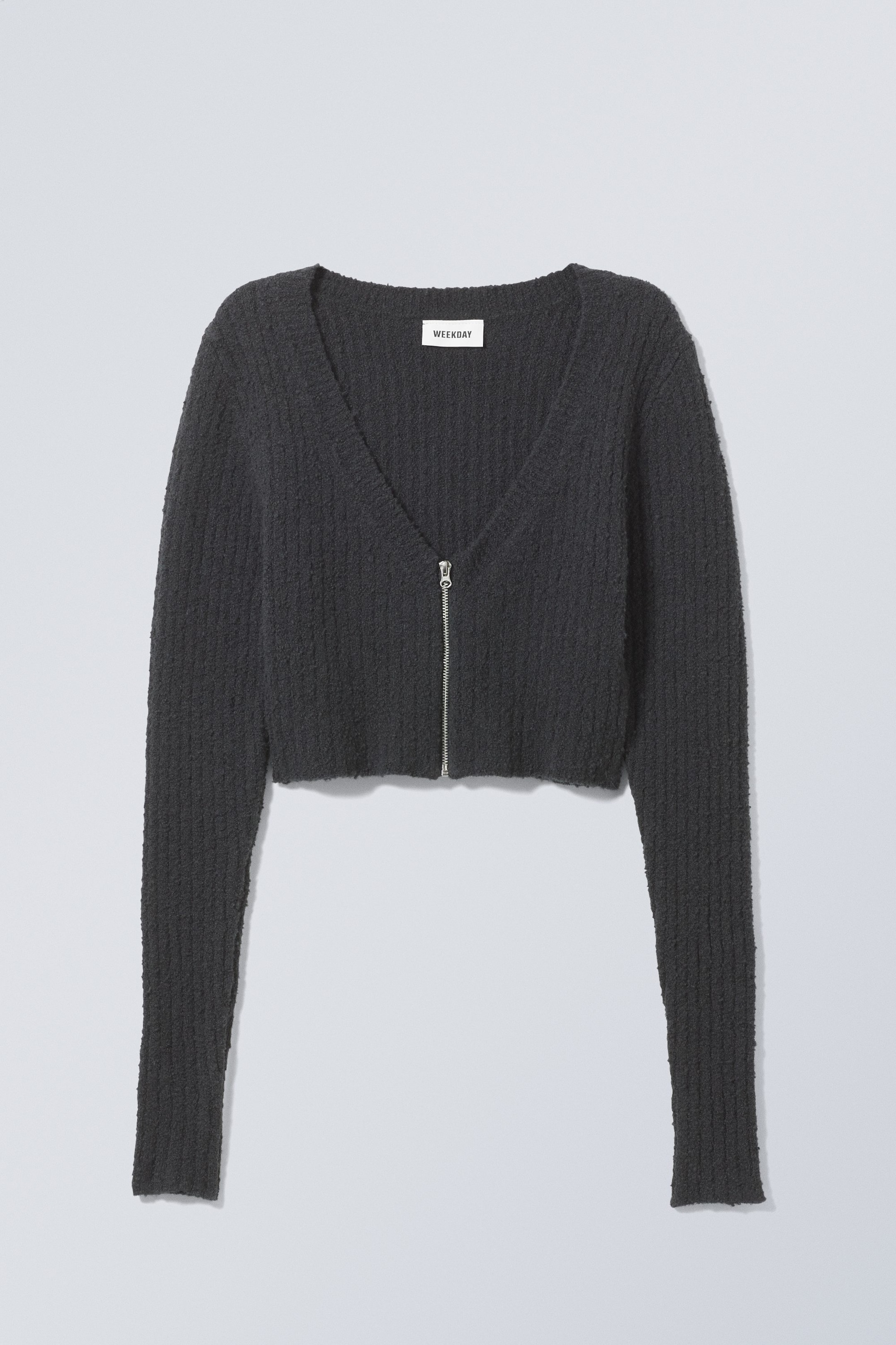 Dark Grey - Hazel Zip Cropped Cardigan - 0