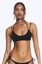 Noir - Haut de bikini lanières à nouer - 0