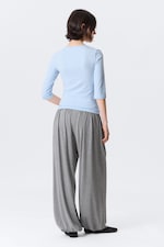 Ljusblå - Fitted Three-Quarter Sleeve Top - 2