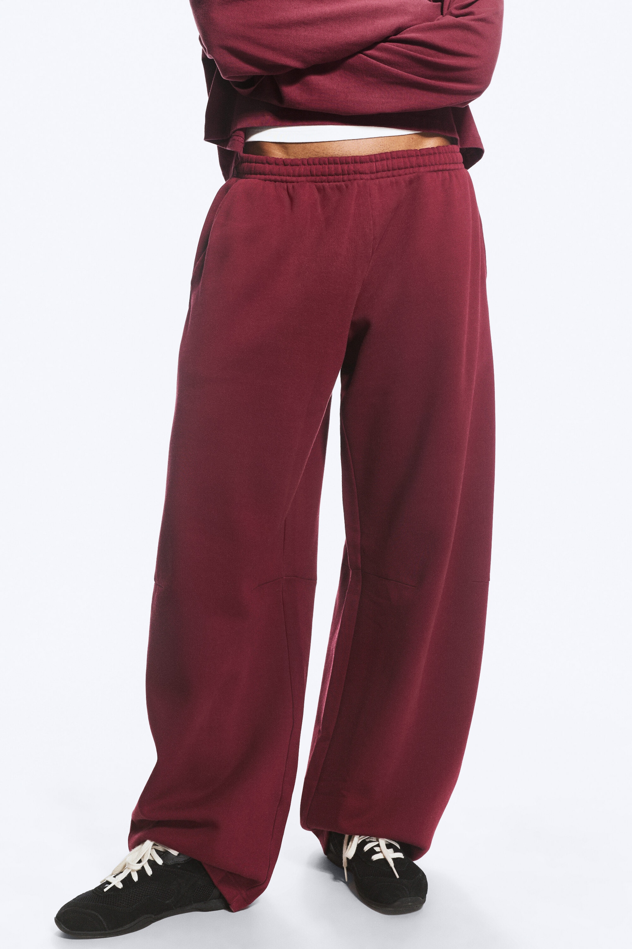 Washed Dark Red - Mid-Rise Heavyweight Barrel Sweatpants - 2