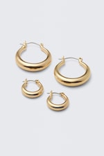 Golden - 2-pack Polished Hoop Earrings - 1