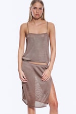 Braun - Gestricktes Camisole mit eckigem Ausschnitt - 0