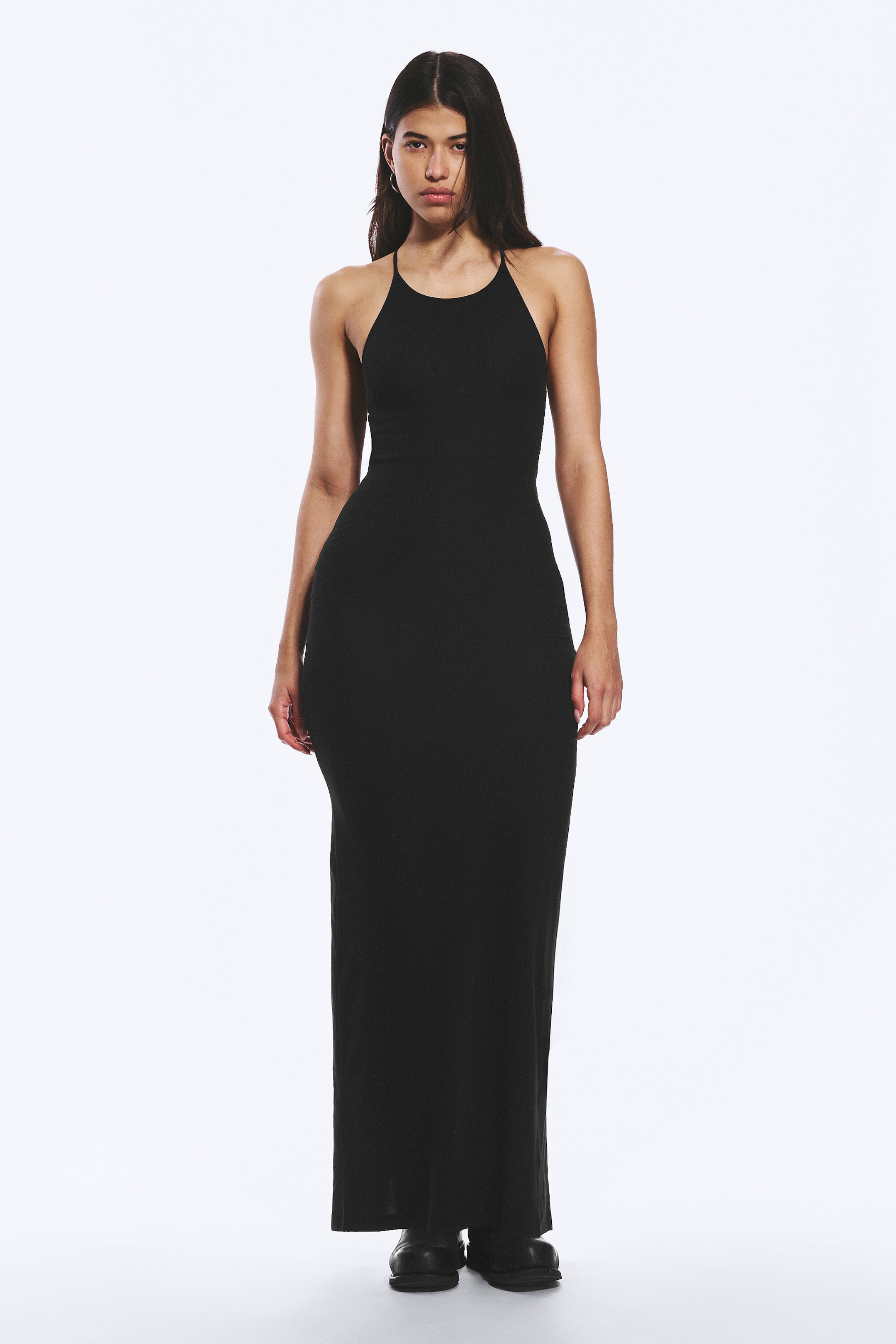 Black - Racerback Jersey Maxi Dress - 1