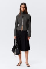 Gris foncé - Chemise zippée ajustée à manches longues - 1