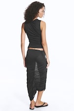 Gris foncé - Jupe asymétrique froncée taille basse - 3