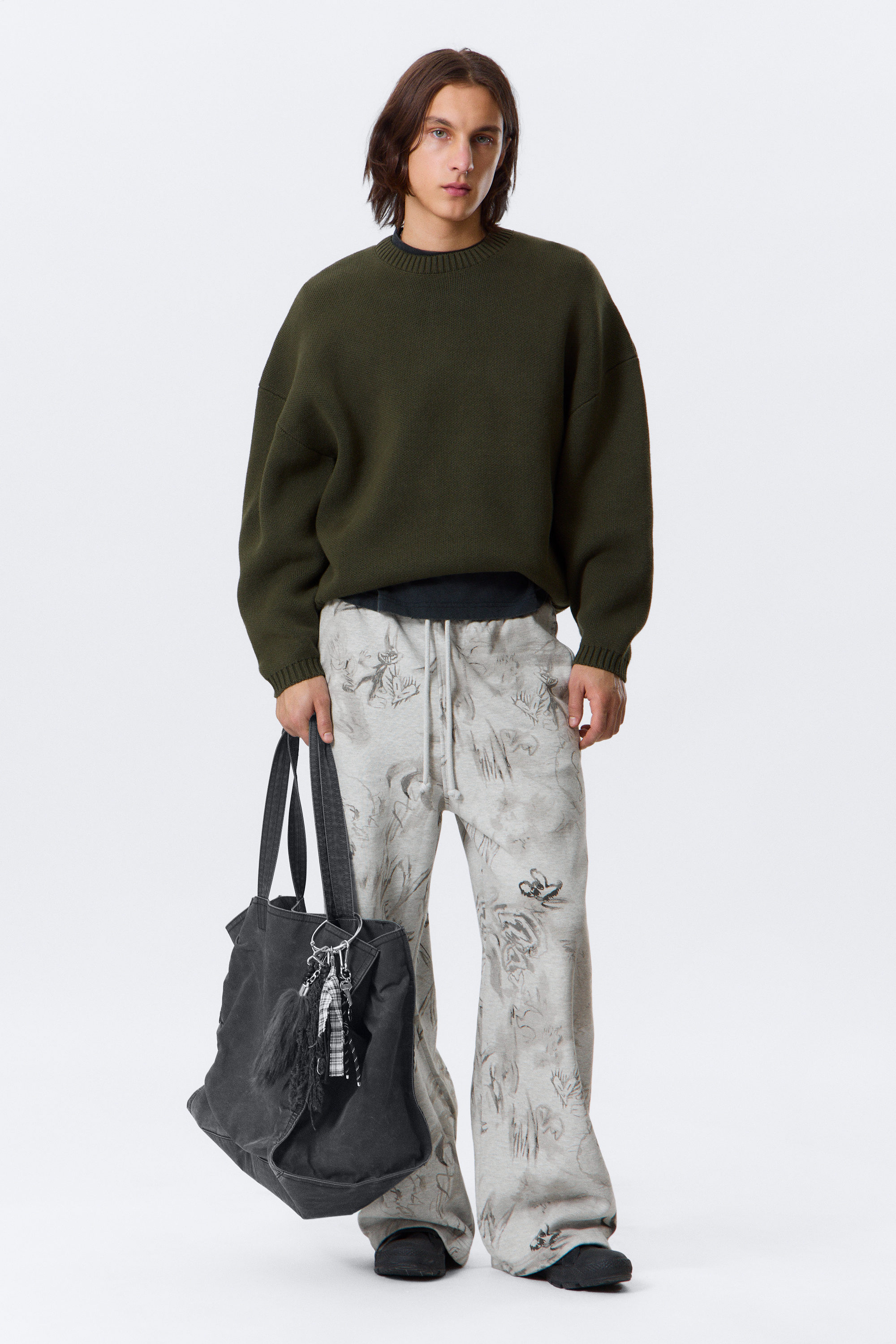 Dark Khaki Green - Oversized Heavyweight Cotton Sweater - 2