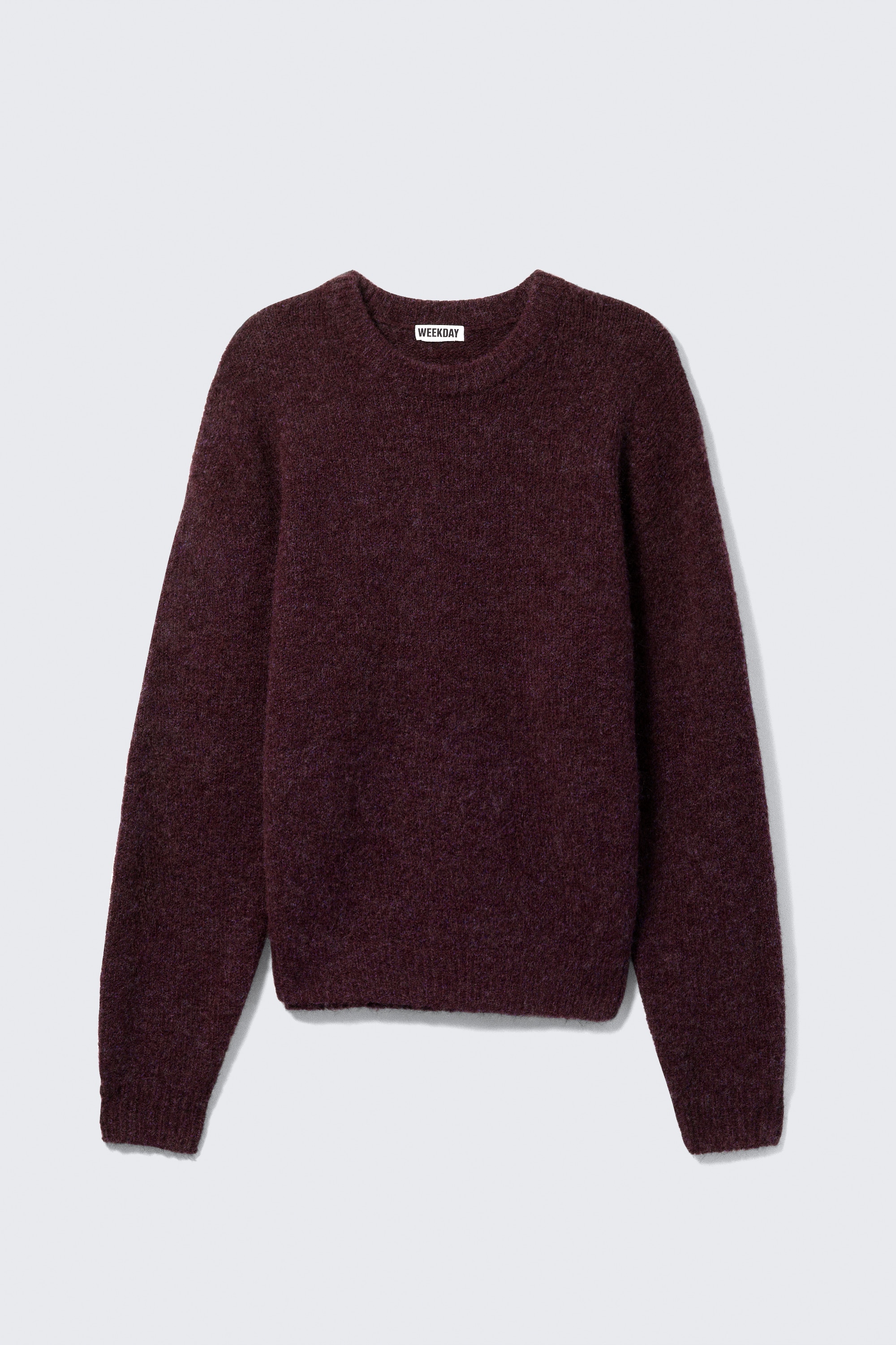 Regular Knitted Wool-Blend Sweater - Dark Red Melange/Dark Green/Dark Grey/Navy Blue Melange