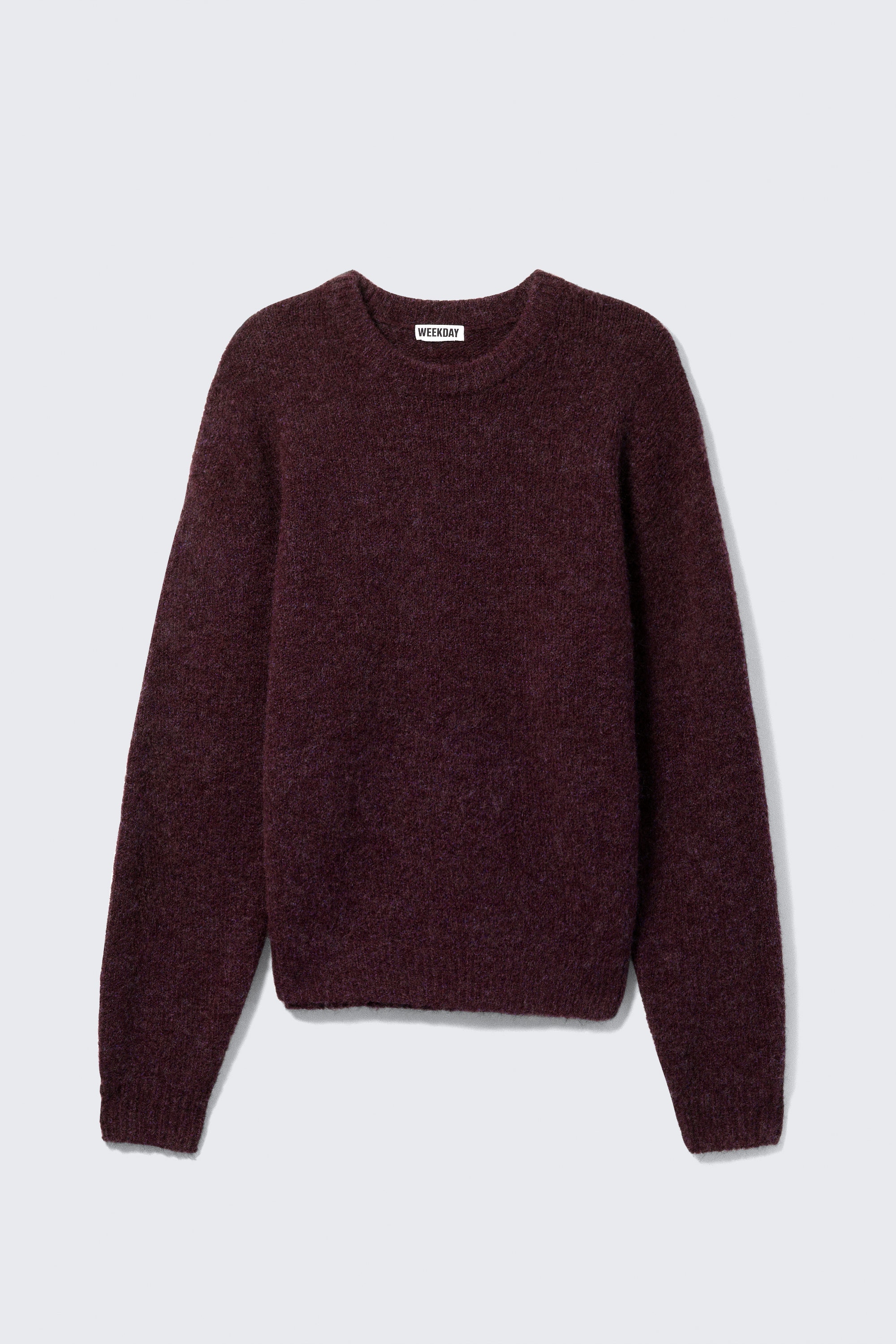 Mörkröd melange - Stickad tröja i ullblandning - 4