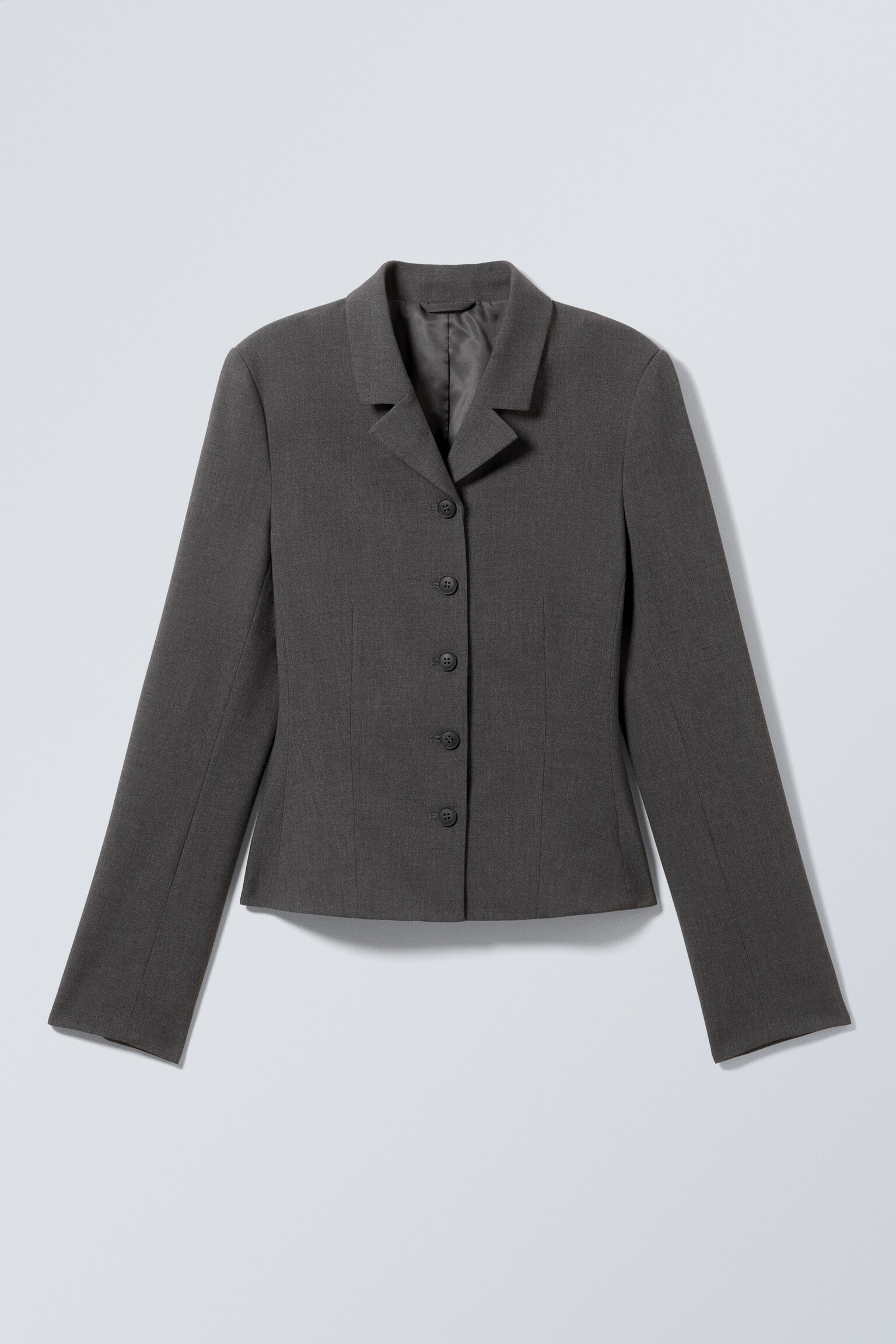 Slim Single-Breasted Blazer - Dark Grey Melange