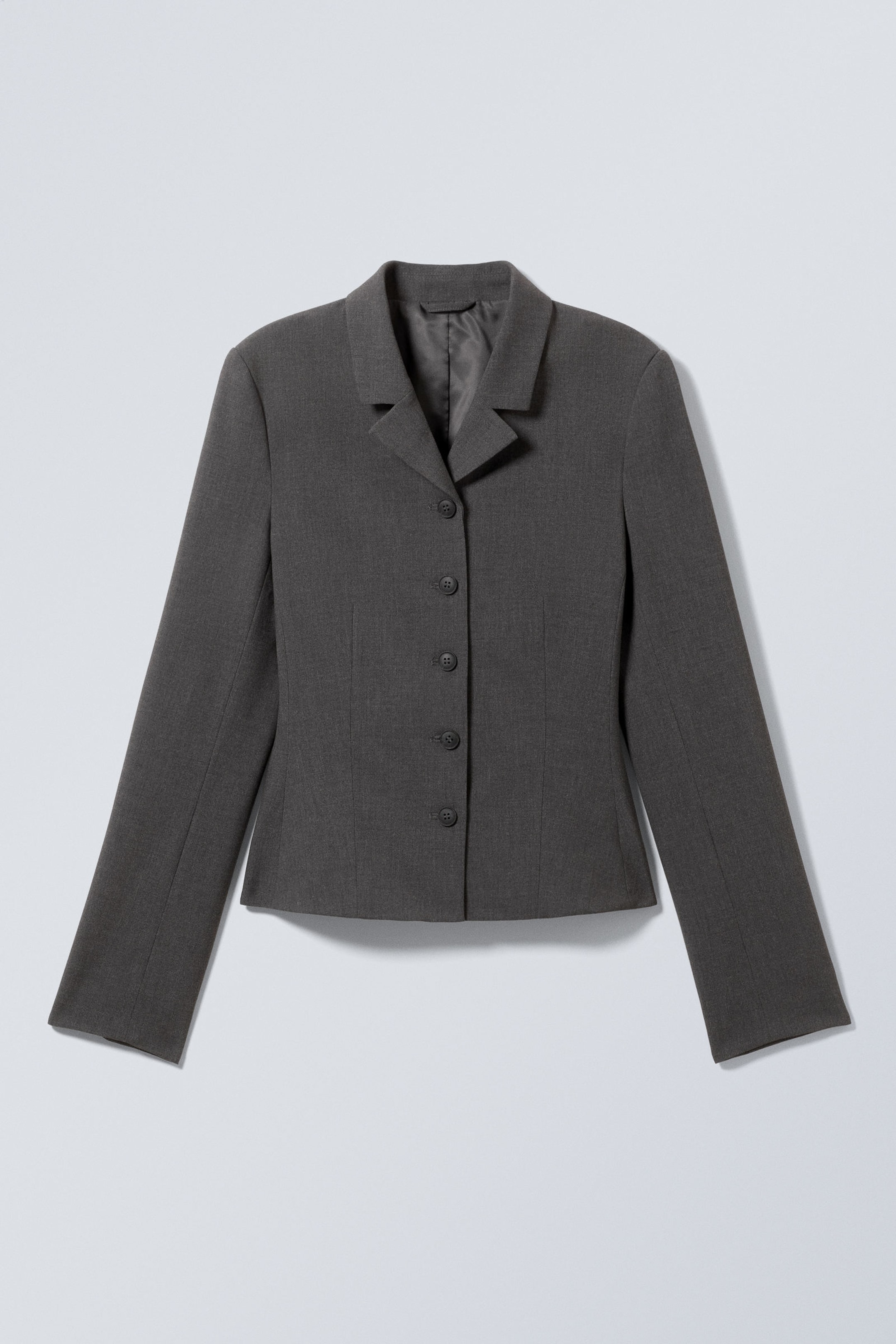 Dunkelgrau meliert - Schmaler einreihiger Blazer - 4