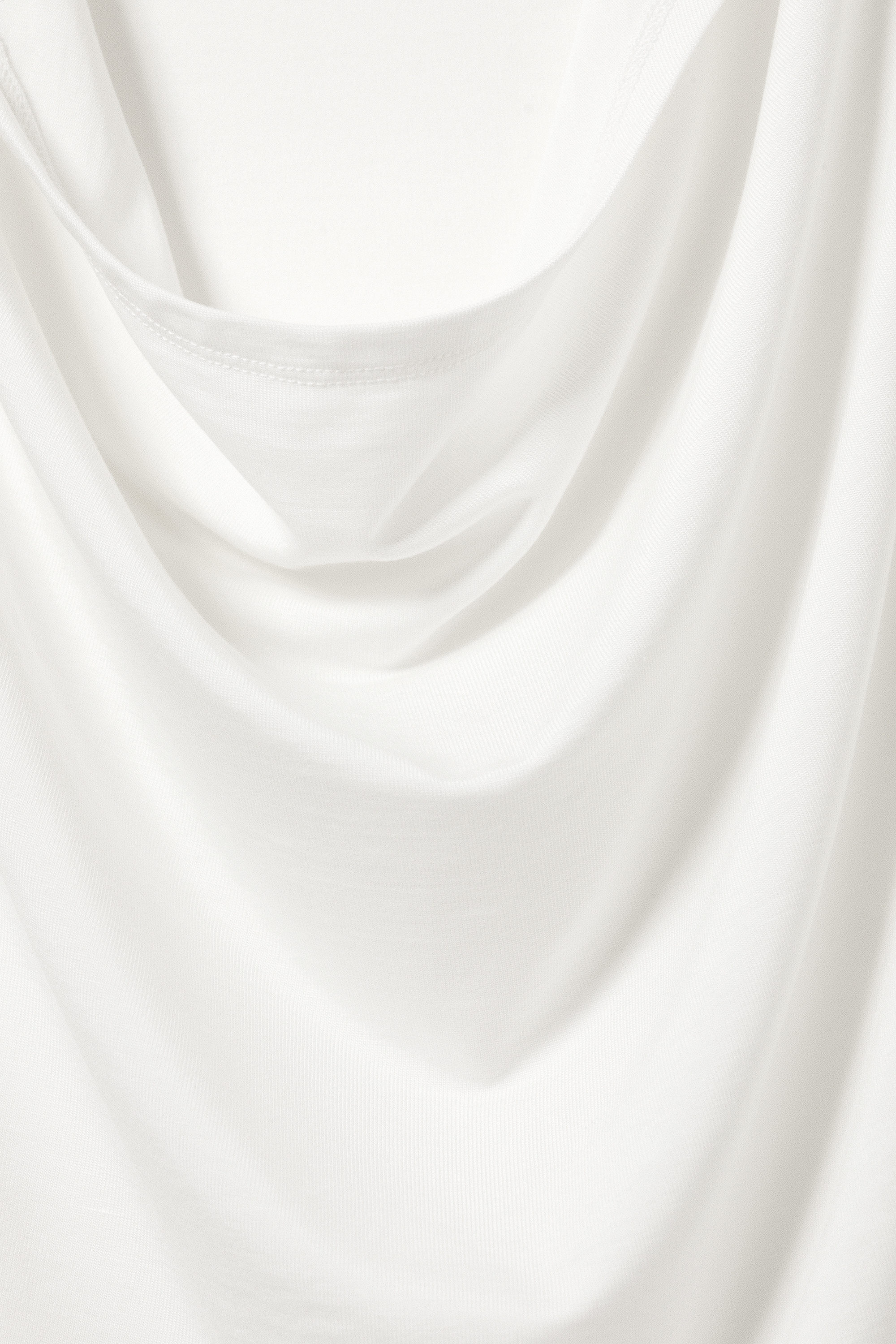 Blanc - Top drapé à capuche sans manches en lyocell - 5