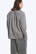 Checked Dark Grey - Long-sleeved flannel buttoned shirt - 2