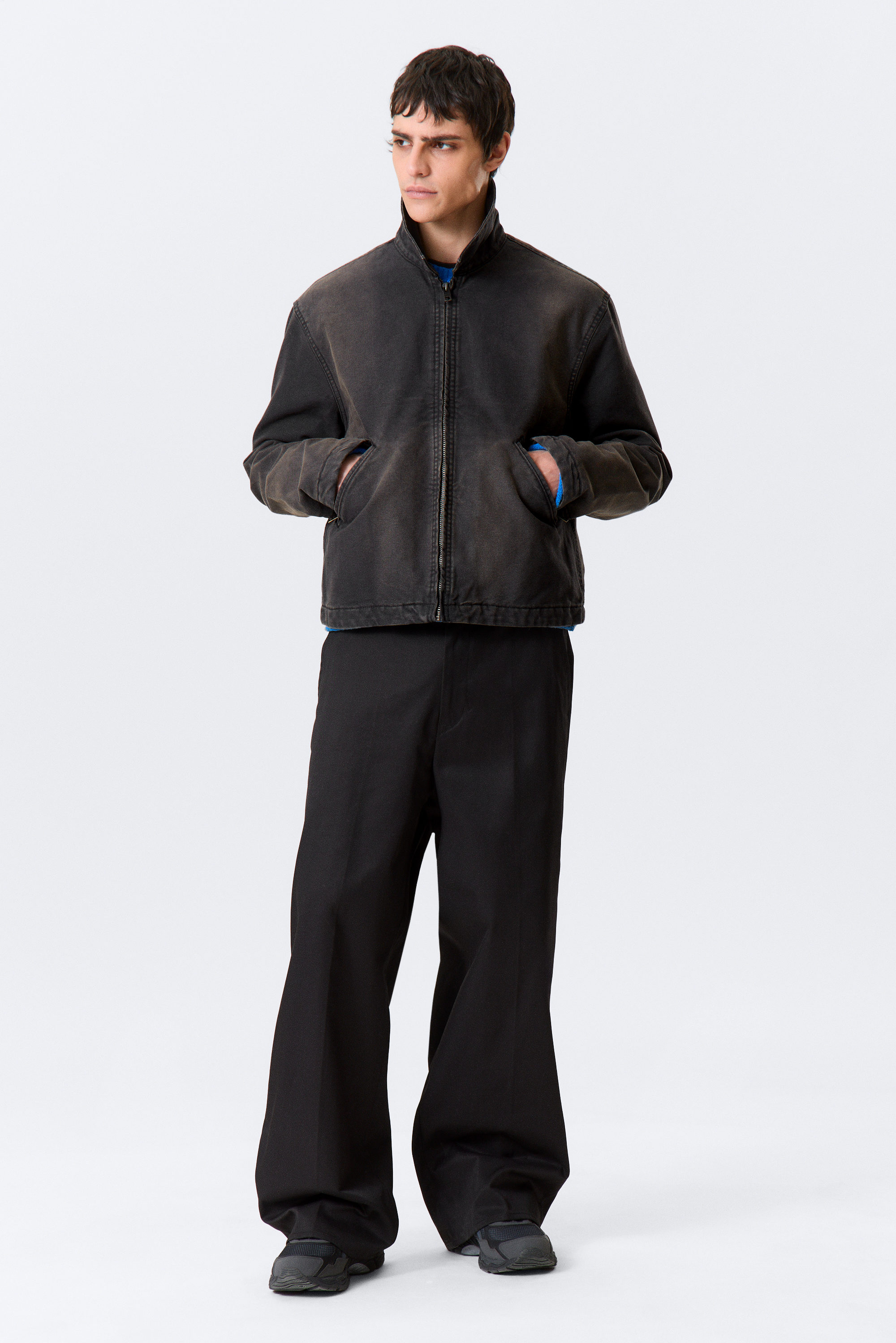 Black - Relaxed Boxy Zip Jacket - 2