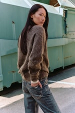 Dark Mole - Knitted Mohair-Blend V-neck Sweater - 2