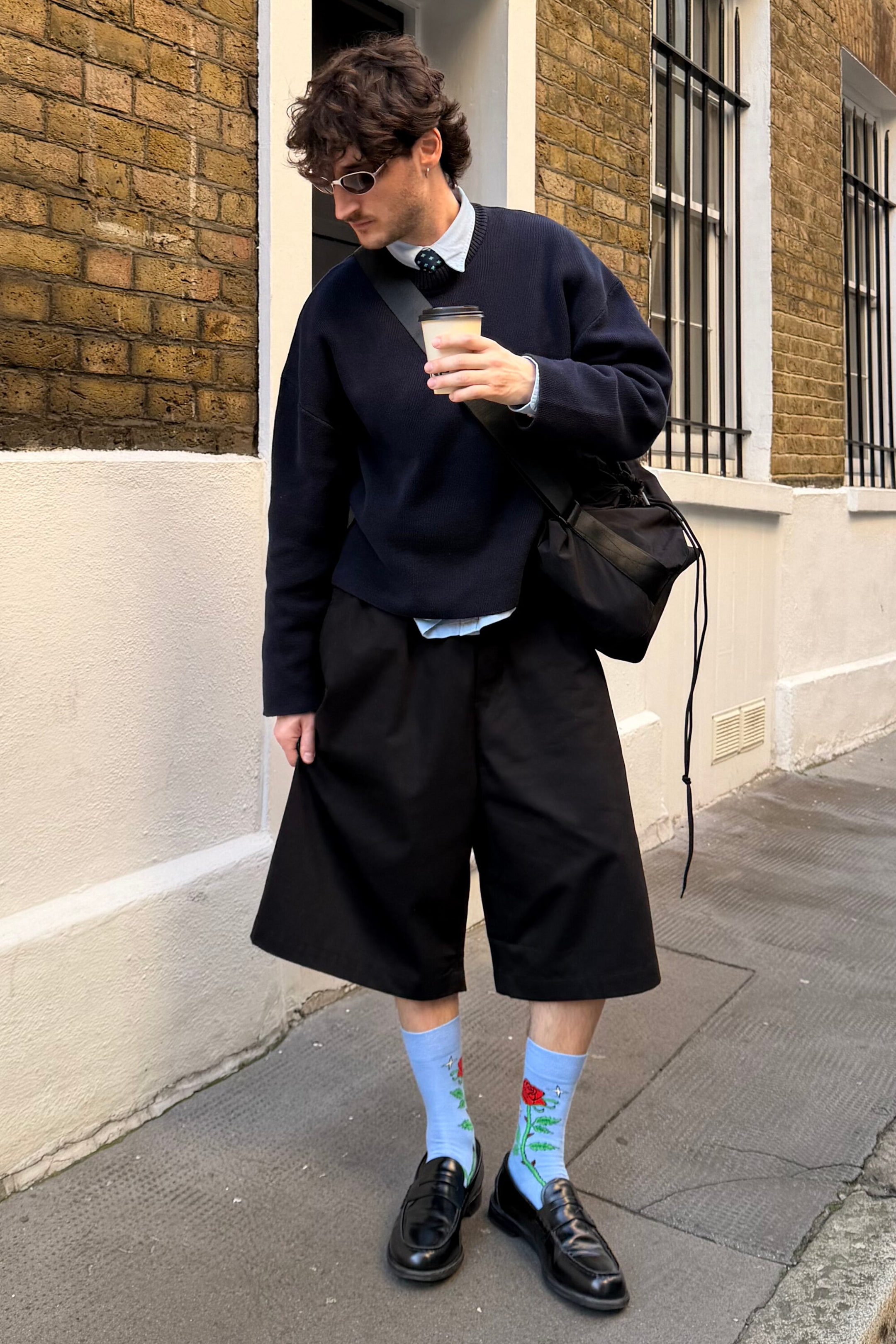 Black - Loose Fit Chino Shorts - 3