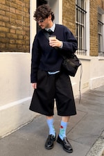 Black - Loose Fit Chino Shorts - 3