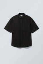 Black Rinse - Loose Short Sleeve Denim Shirt - 0