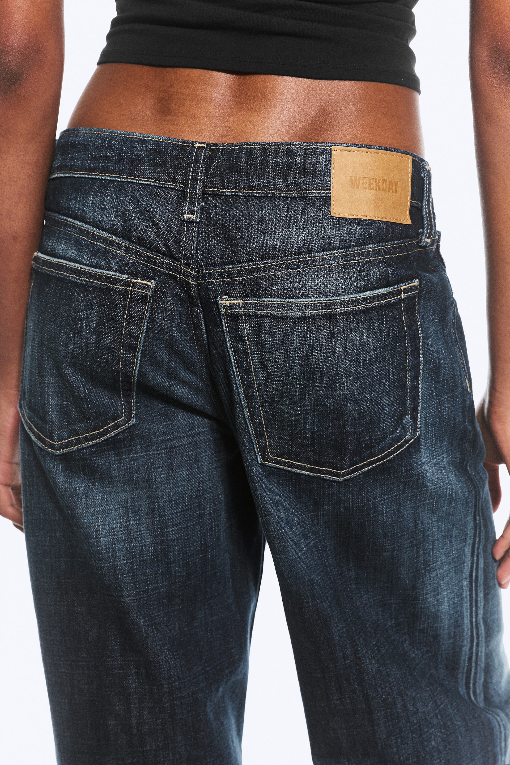 Deep Sea Blue - Dark Blue - Ample Low Rise Loose Wide Jeans - 4