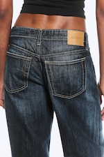 Deep Sea Blue - Dark Blue - Ample Low Rise Loose Wide Jeans - 4