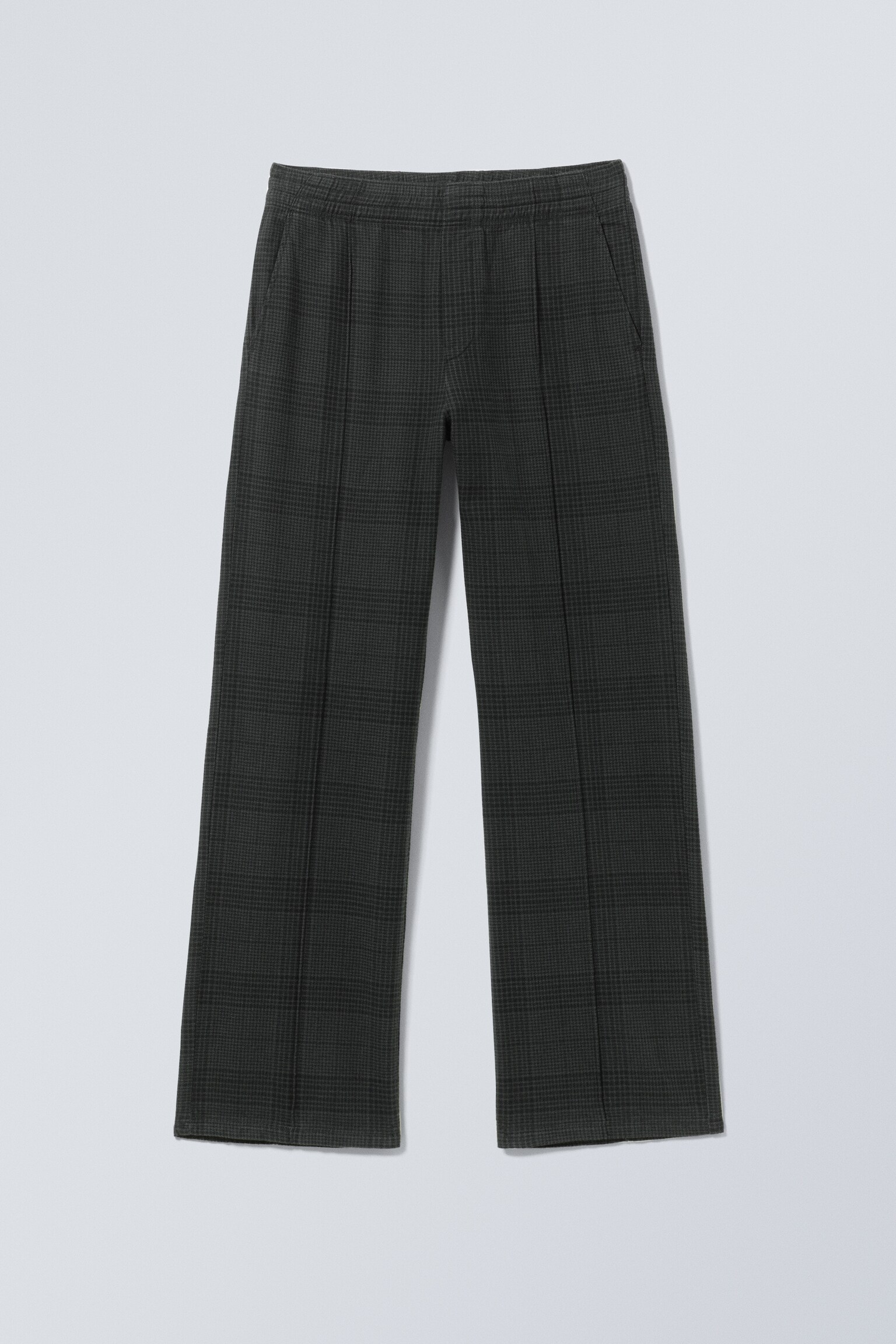 Pantalón tipo sastre holgado con cordón de ajuste - Negro a cuadros