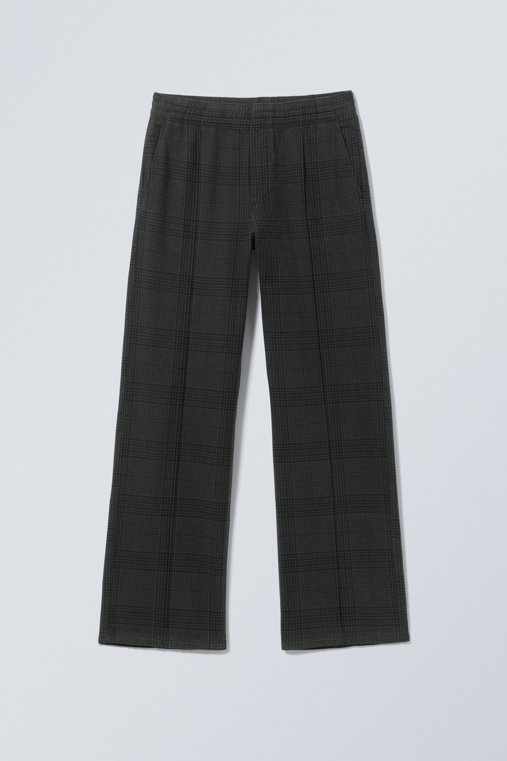 Checked Black - Relaxed Drawstring Suit Trousers - 1